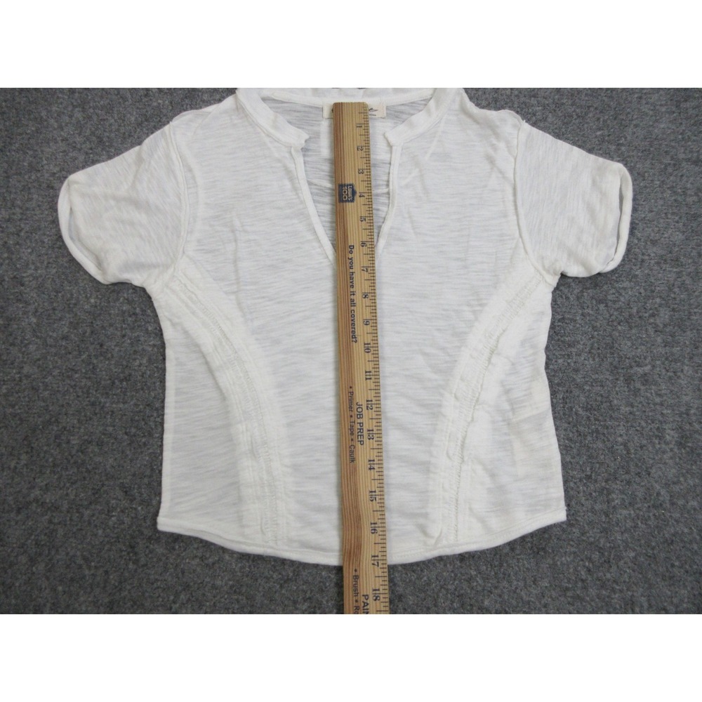 Free People Shirt Womens Small White Short Sleeve Lightweight Sheer Boho Top - Picture 7 of 12